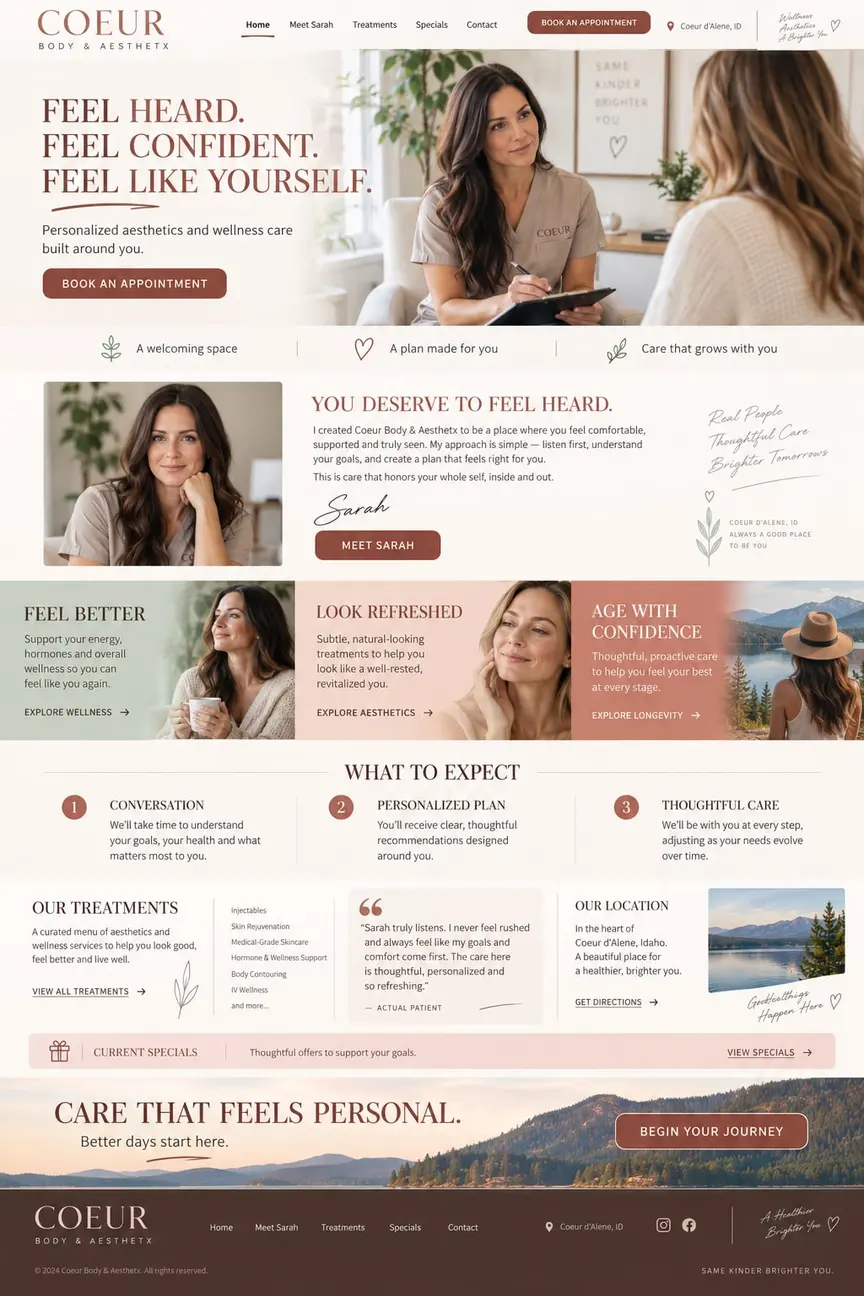 Feel Heard: the concept mockup for Coeur Body & Aesthetx